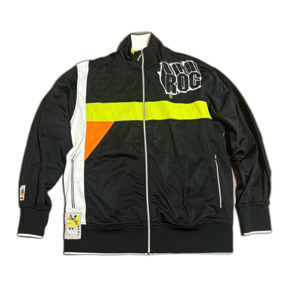Roca Wear Mens Zippered Jacket Plus Size 2XL Black Vintage Retro Roc - Picture 1 of 11